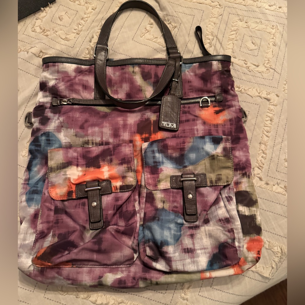 Tumi Abstract Purple and Orange Tote